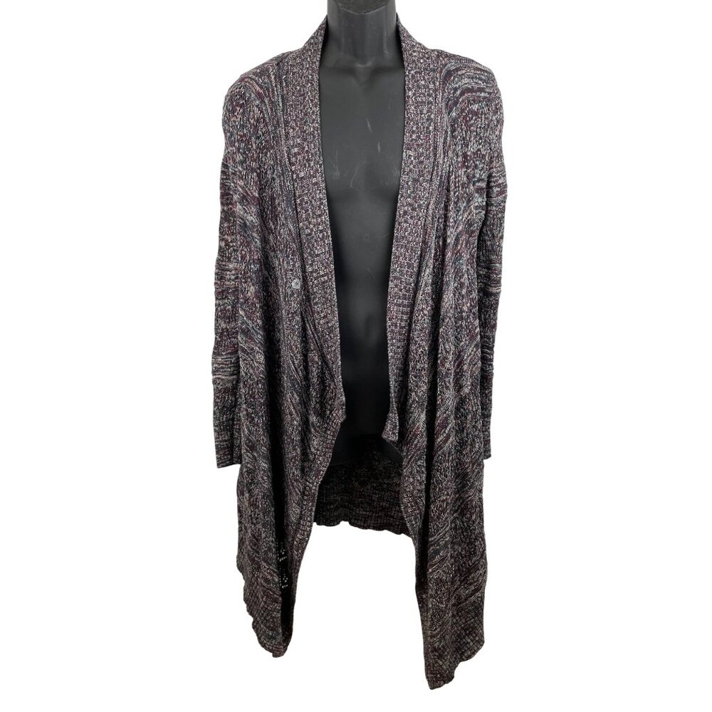 American Eagle Womens SIze Medium Red &amp; Blue Open Front Long Cardigan Sweate